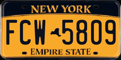 NY license plate FCW5809