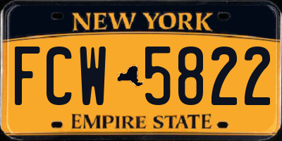 NY license plate FCW5822