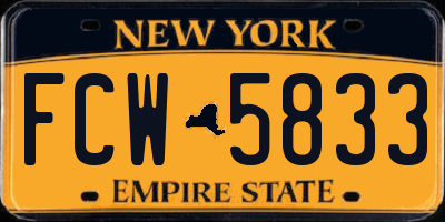 NY license plate FCW5833