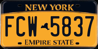 NY license plate FCW5837