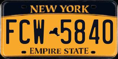 NY license plate FCW5840