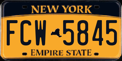 NY license plate FCW5845