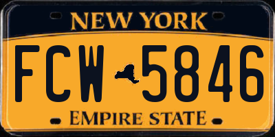 NY license plate FCW5846