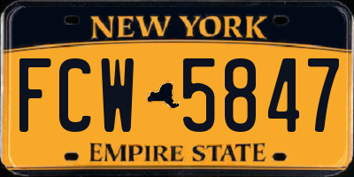 NY license plate FCW5847