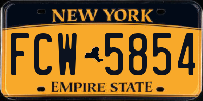 NY license plate FCW5854
