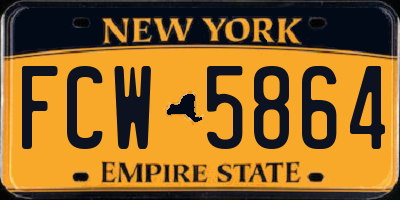 NY license plate FCW5864