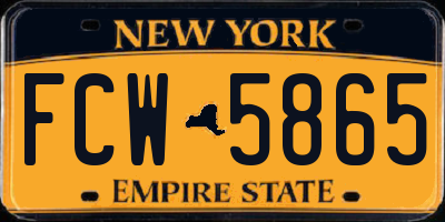 NY license plate FCW5865