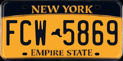 NY license plate FCW5869