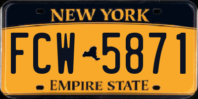 NY license plate FCW5871