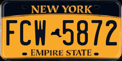 NY license plate FCW5872