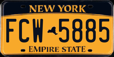 NY license plate FCW5885