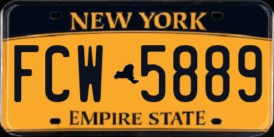 NY license plate FCW5889