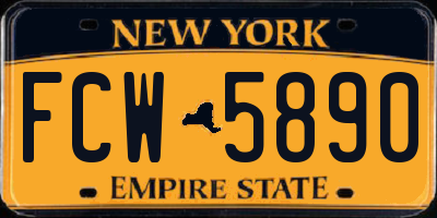NY license plate FCW5890