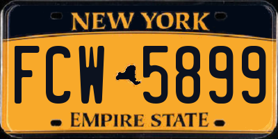 NY license plate FCW5899
