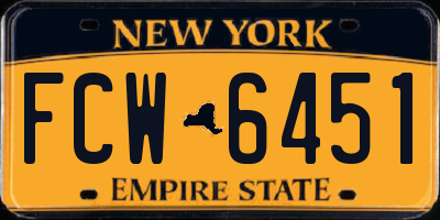 NY license plate FCW6451