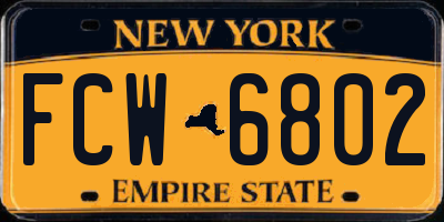 NY license plate FCW6802