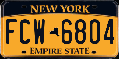 NY license plate FCW6804