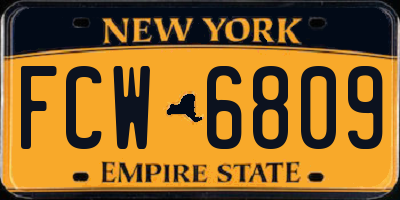 NY license plate FCW6809