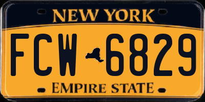 NY license plate FCW6829