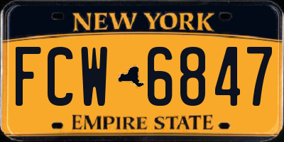 NY license plate FCW6847