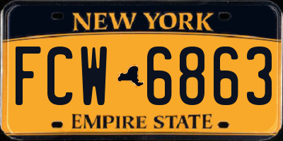 NY license plate FCW6863
