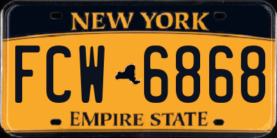 NY license plate FCW6868