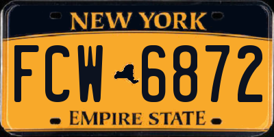 NY license plate FCW6872