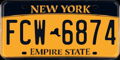 NY license plate FCW6874
