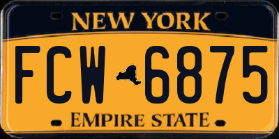 NY license plate FCW6875
