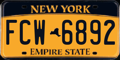 NY license plate FCW6892