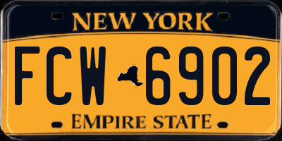 NY license plate FCW6902