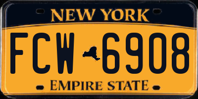NY license plate FCW6908