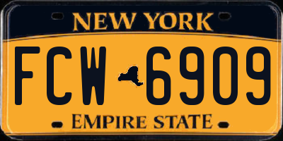 NY license plate FCW6909