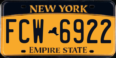 NY license plate FCW6922