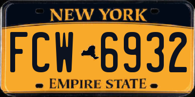 NY license plate FCW6932