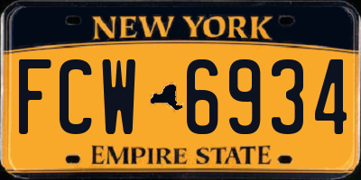 NY license plate FCW6934