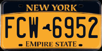 NY license plate FCW6952