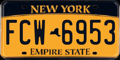 NY license plate FCW6953