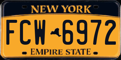 NY license plate FCW6972