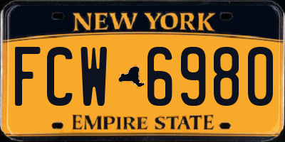 NY license plate FCW6980