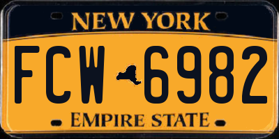 NY license plate FCW6982