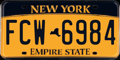 NY license plate FCW6984