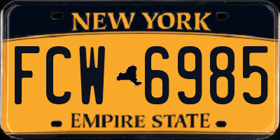 NY license plate FCW6985