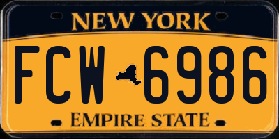 NY license plate FCW6986