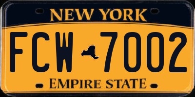 NY license plate FCW7002