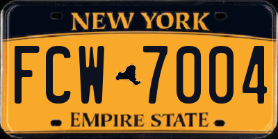 NY license plate FCW7004