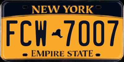 NY license plate FCW7007