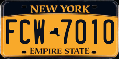 NY license plate FCW7010