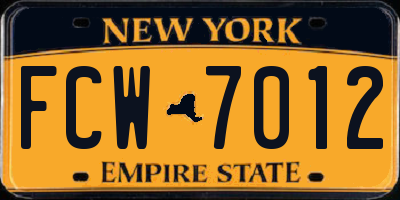 NY license plate FCW7012