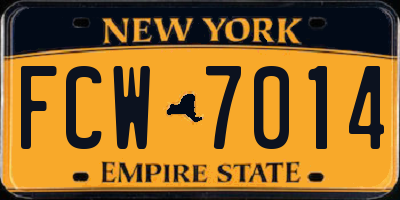 NY license plate FCW7014